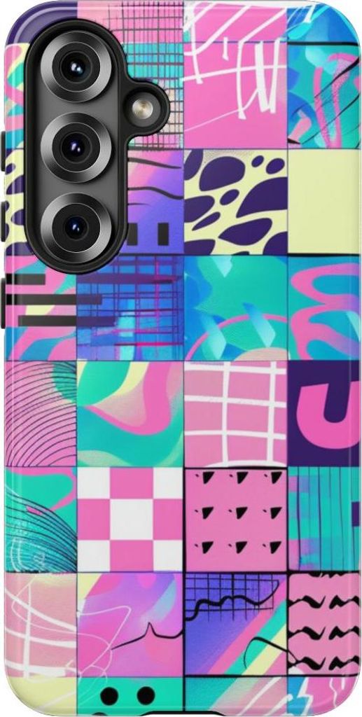 Buntes abstraktes Geometriemuster – Hülle Kompatibel mit Samsung Galaxy S25