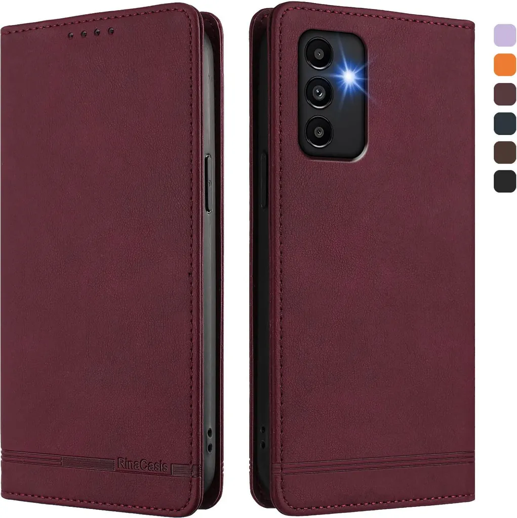 Custodia Samsung Galaxy A04s Rossa Glamour - Portafoglio in Ecopelle