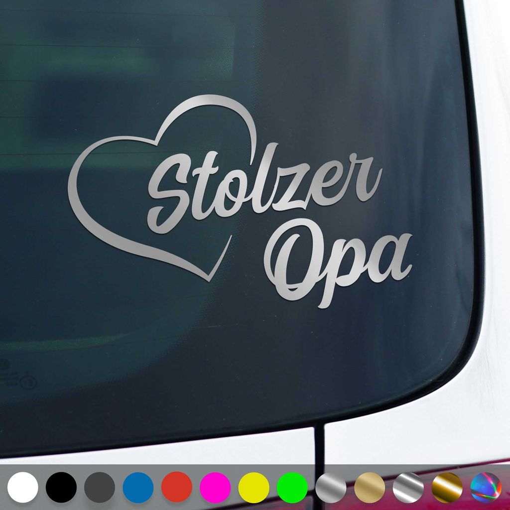 PantherPixel Stolzer Opa Aufkleber Großeltern Enkelkinder Sticker Auto Geschenkidee Farbe Silber