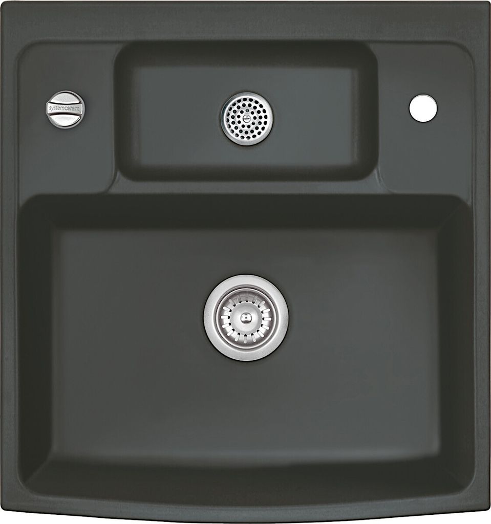 KeraDomo Elementspüle CENTRA 60 SCHIEFER für AP-Tiefe 75 cm - Excenterbedienung / systemceram / Keramikspüle