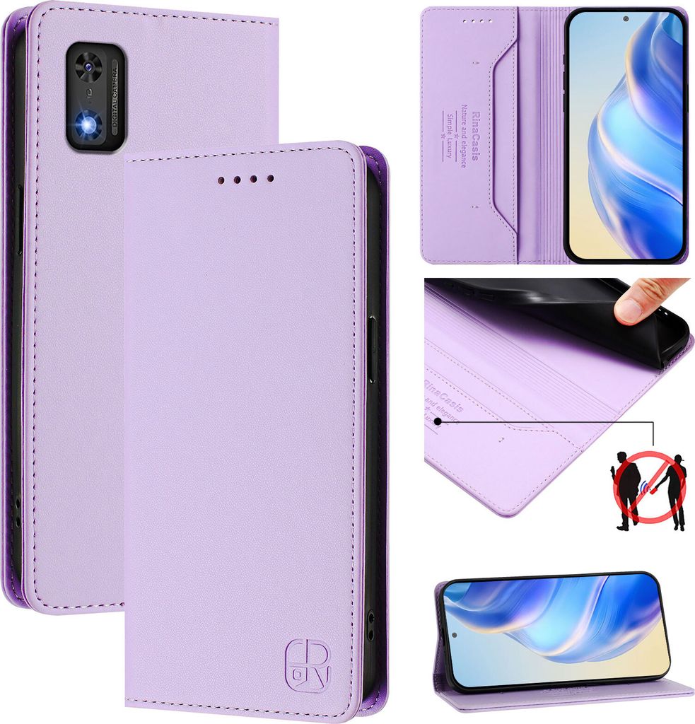 Lederhülle für Tecno Pop 6C / Itel A18 Hülle Flip Brieftasche Kartenfächern Ständer Schutzhülle Violett