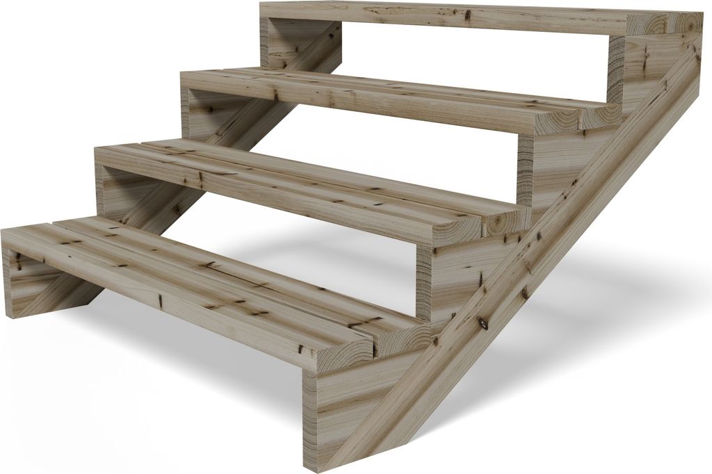 Terrassentreppe Kiefer kesseldruckimprägniert Treppe mit Stufen Wangentreppe Größe: 4-stufig Breite: 120 cm