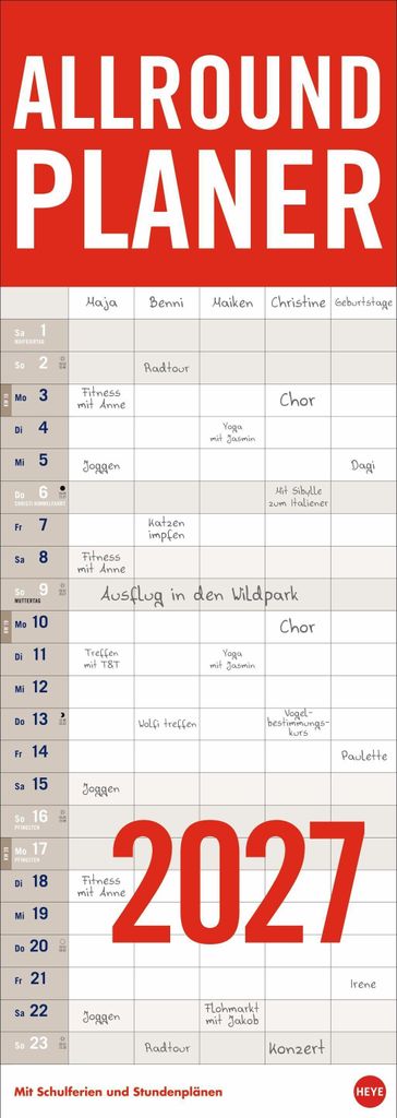 Allround-Familienplaner Vertical Kalender 2027 Produktbild 