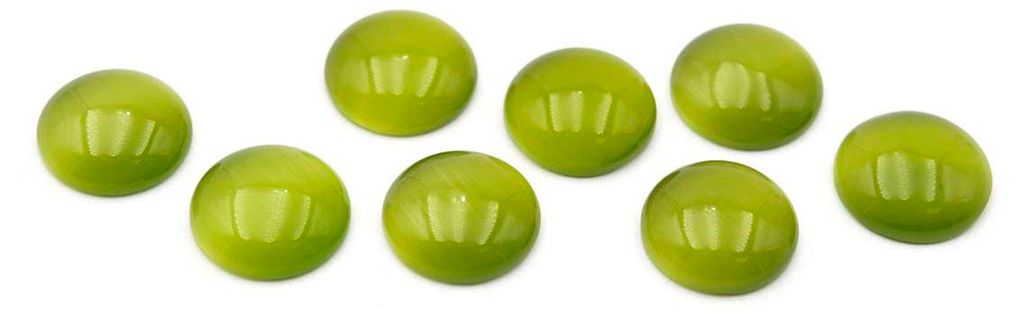 Vintageparts Cateye Cabochons olive 10 mm, 8 Stück Produktbild 
