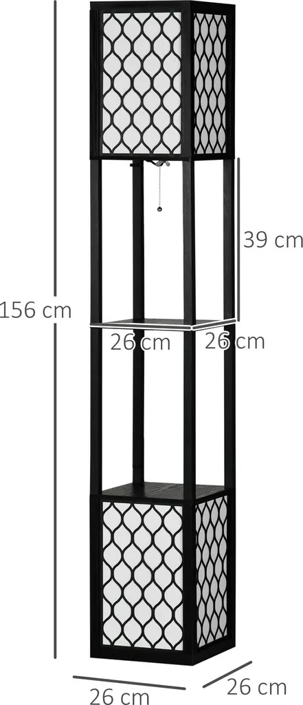 Lampadaire avec Tablette de Rangement et Double Éclairage pour Salon