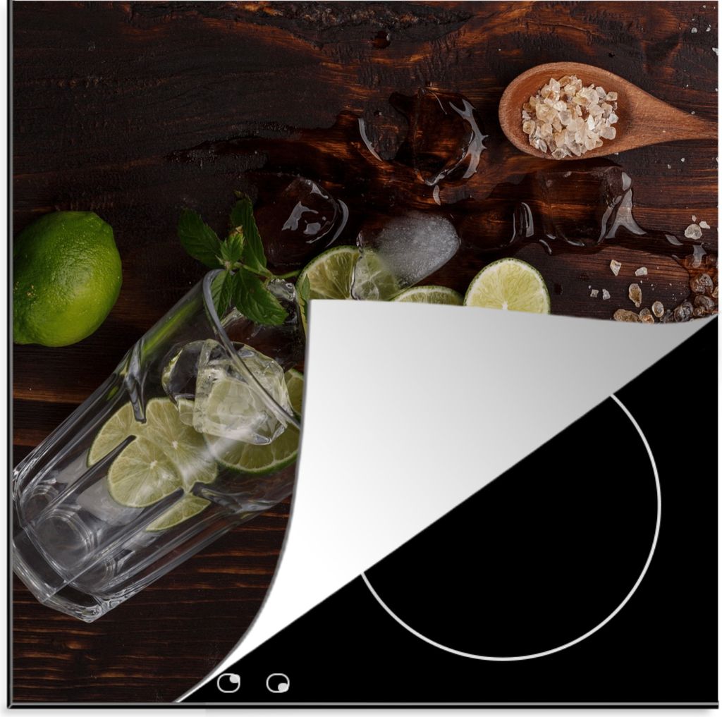 KitchenYeah Herdabdeckplatte Cocktail - Obst - Limette , 78x78cm, Küche Deko, Glaskeramikkochfeld Herdabdeckung, Abdeckplatte fùr Kochfeld