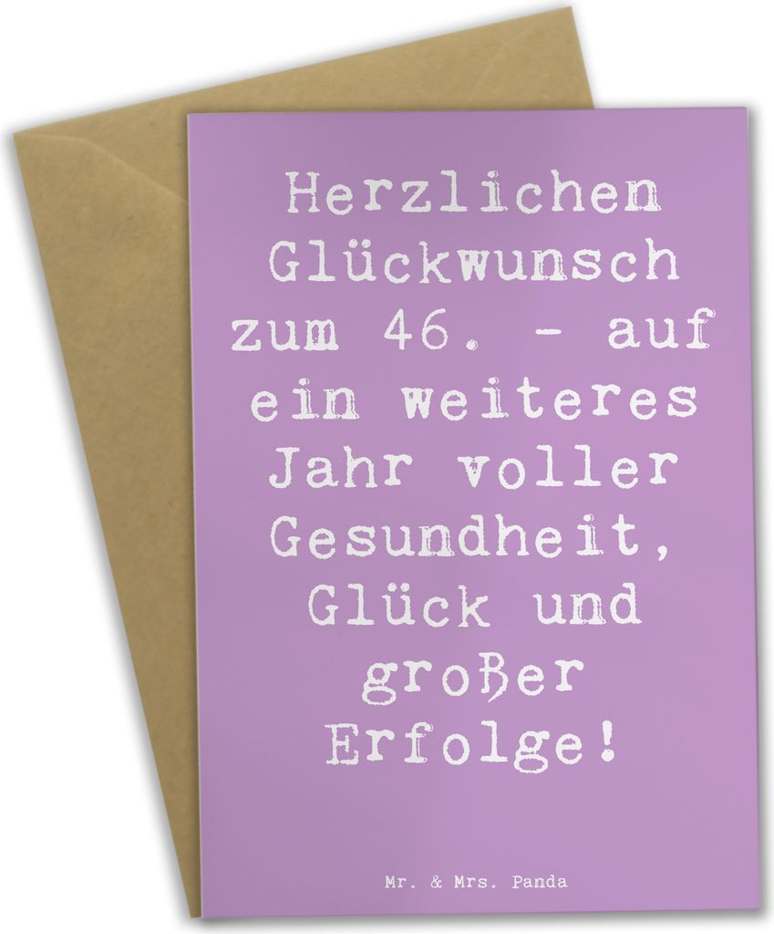 Mr. & Mrs. Panda Glückwunschkarte Spruch 46. Geburtstag Glückwünsche - Lavendeltraum - Geschenk, weihnachtskarten, Happy Birthday, Geburtstagsge...