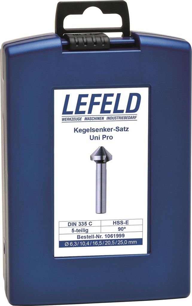 Lefeld Kegelsenker Uni Pro Satz - HSS-E, 90°, Ø 6,3-25,0