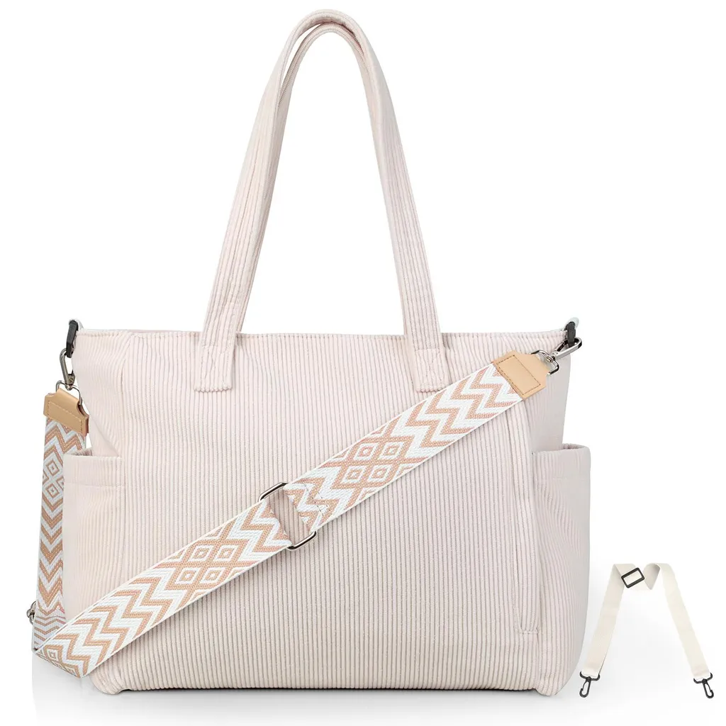 Grand sac de travail et de cours pour femme, cabas velours réutilisable