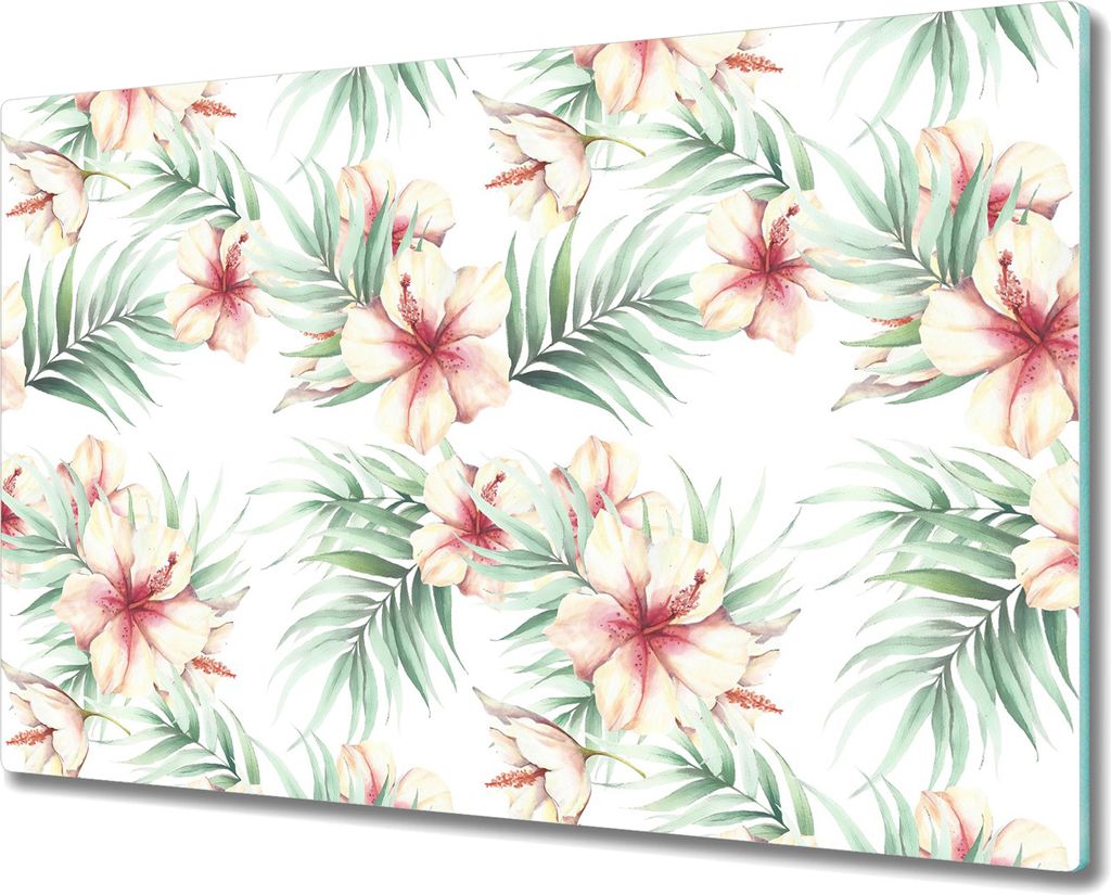 Glas Schneidebrett Herdabdeckplatten Schneideplatten - 80x52 cm - Hawaii Blumen