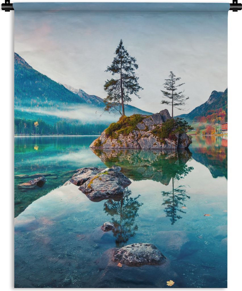 MuchoWow Wandteppich Wandbehang Berge - See - Bäume - Natur - Wasser 150x200 cm Tapisserie Dekoration Wandtuch - Wandaufhängung - Moderner