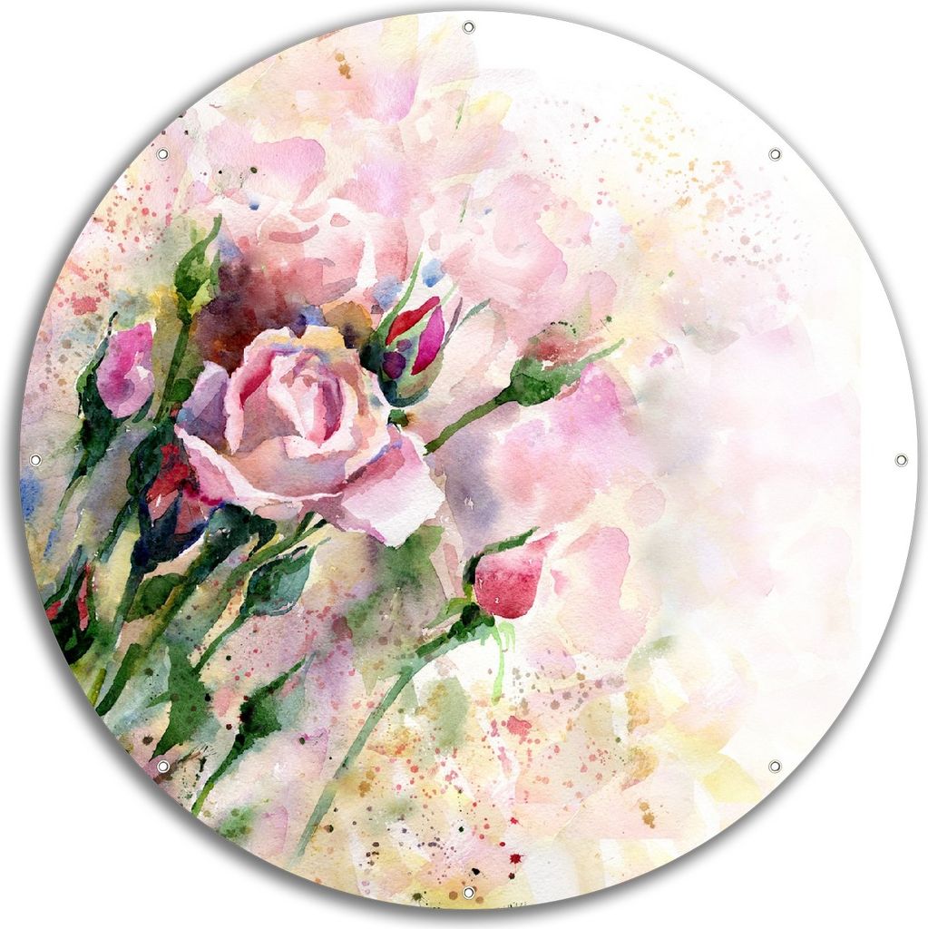 Wallario rundes Outdoor-Poster für Garten oder Balkon, Motiv Abstraktes Blumenbuket, 60 cm Durchmesser