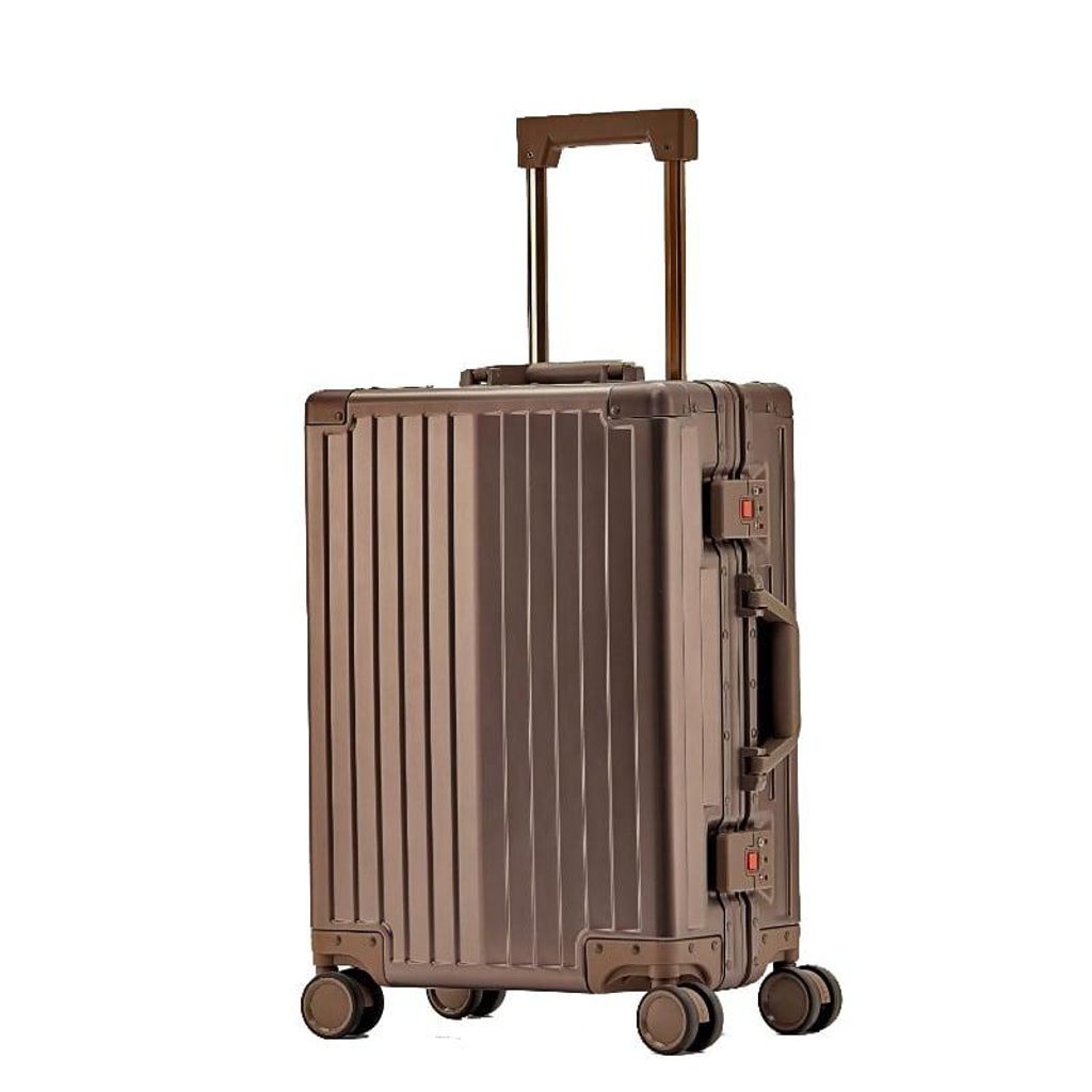 Aluminium Koffer mittelgroß 67 cm Luxus Trolley in Champagner Farbe bei Bowatex