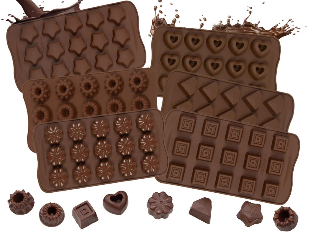 Juego de 6 moldes de silicona para bombones, con diferentes Imagen del producto 