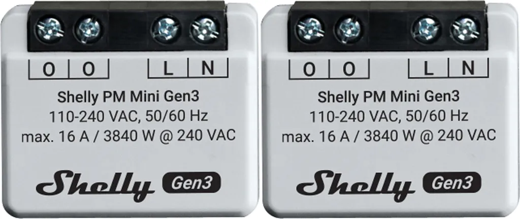 Shelly PM Mini Gen3 Compteur d'Énergie WLAN Performance Blanc - Lot de 2