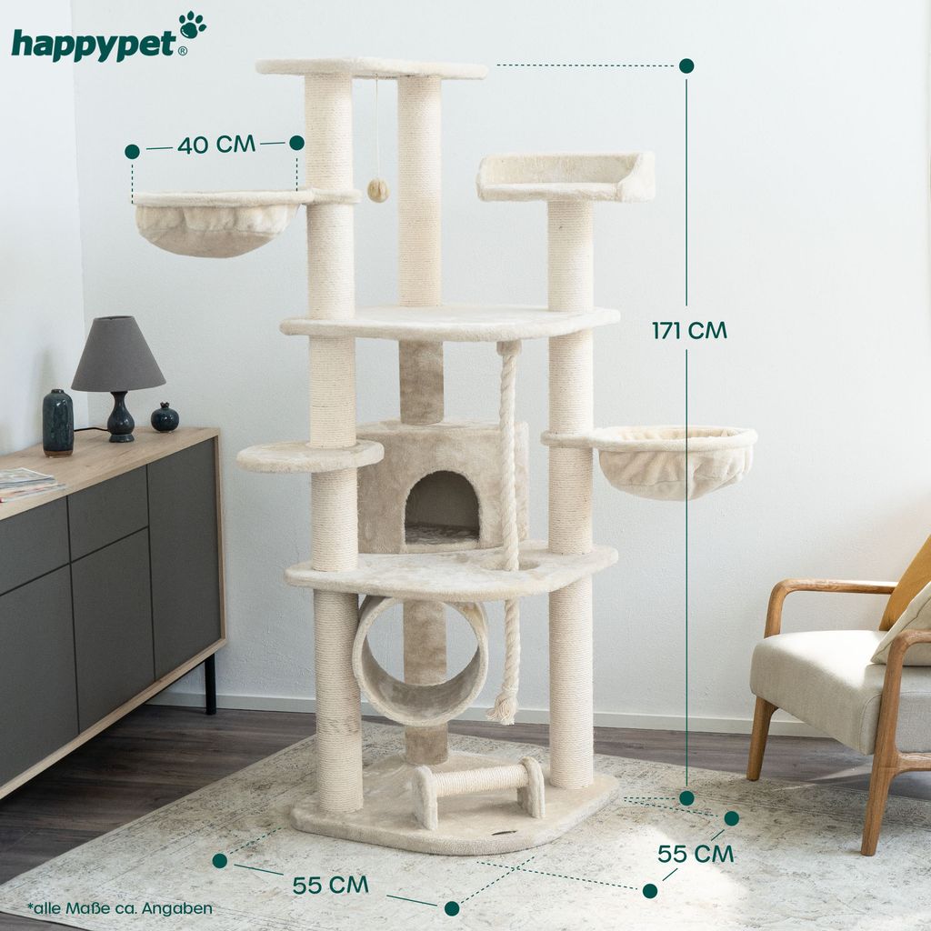 HAPPYPET Großer Kratzbaum Stabil 'Parker' 171 cm - 11 cm Produktbild 7