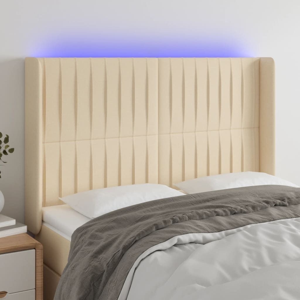 Maison Exclusive - LED Kopfteil Creme 147x16x118/128 cm Stoff