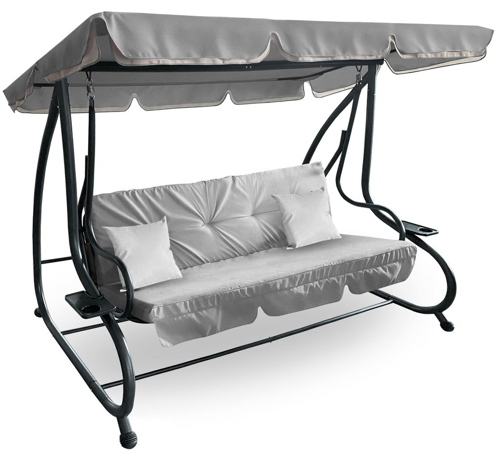 Aga Altalena da giardino 2 in 1 GRANDLUX XXL Grigio chiaro Immagine del prodotto 