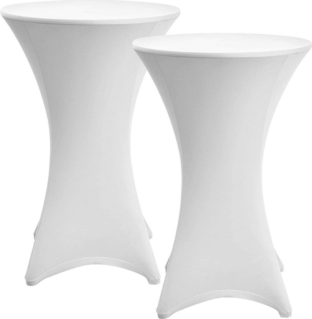Fiqops 2pcs Stehtisch-Husse Stretch Elastique Weiß Premium Stretch-Husse für gängigen Bistrotische/Stehtische dehnbarer Tisch-Überzug Ø 60-65 cm