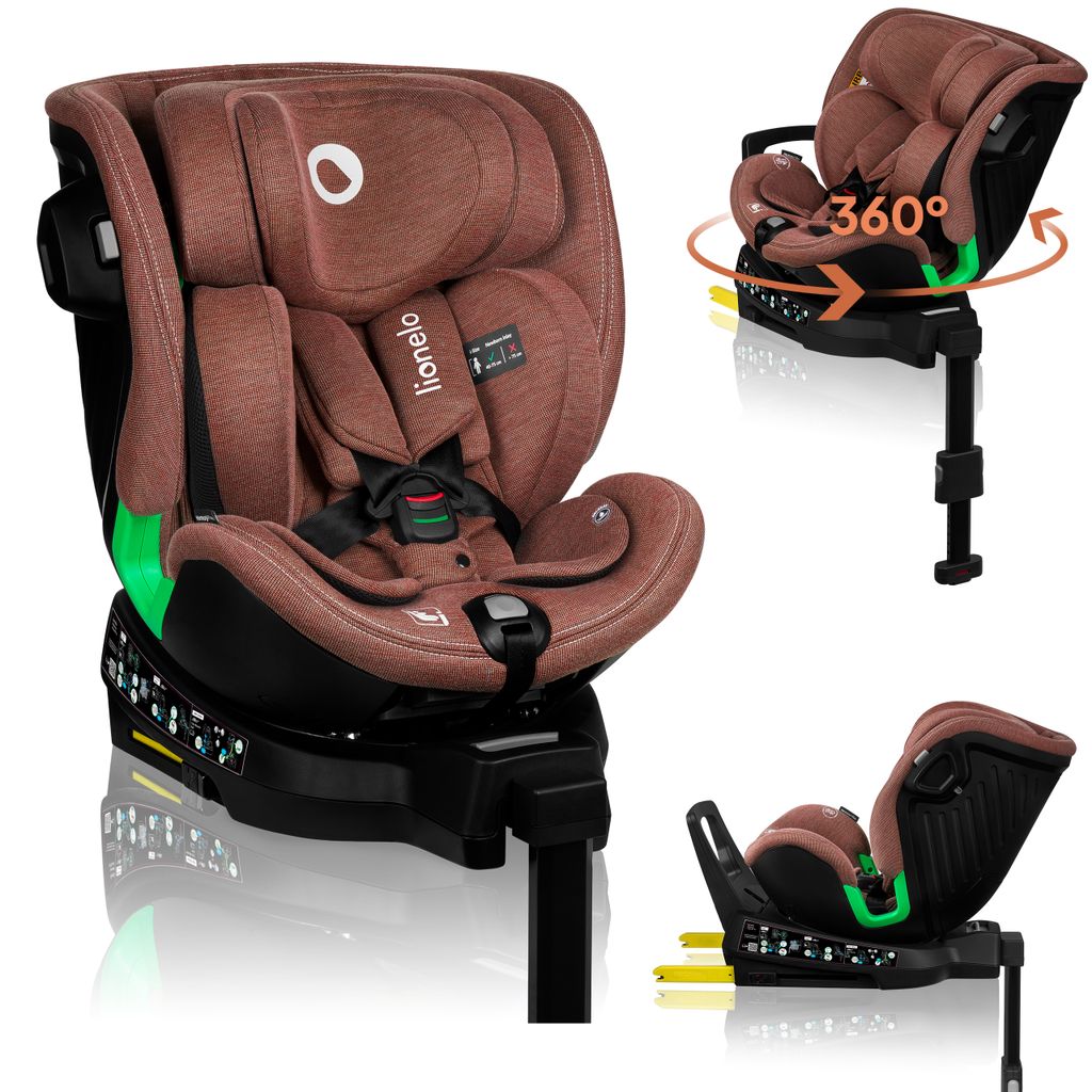 Lionelo Kindersitze Harmony i-Size, 360° EasyTurn Basis, ISOFIX und Stützfuß, BuckleAlarm, Side Impact Guard, Verstellbare Kopfstütze und Rück...