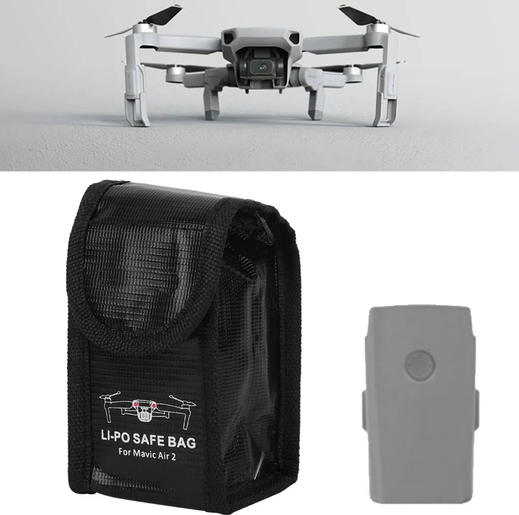 CAMKIX LiPo - Borsa per batteria a prova di esplosione, compatibile con DJI Mavic Air, sicurezza e conservazione resistente al fuoco, ricarica e trasporto sicuri, fino a 3 batterie, ideale per aerei