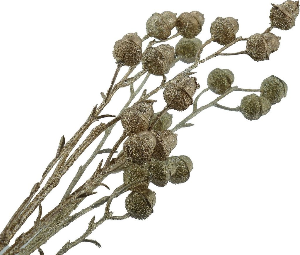 CREATIV home Eichelzweig Goldfarben beglittert 65 cm - Kunstblumen