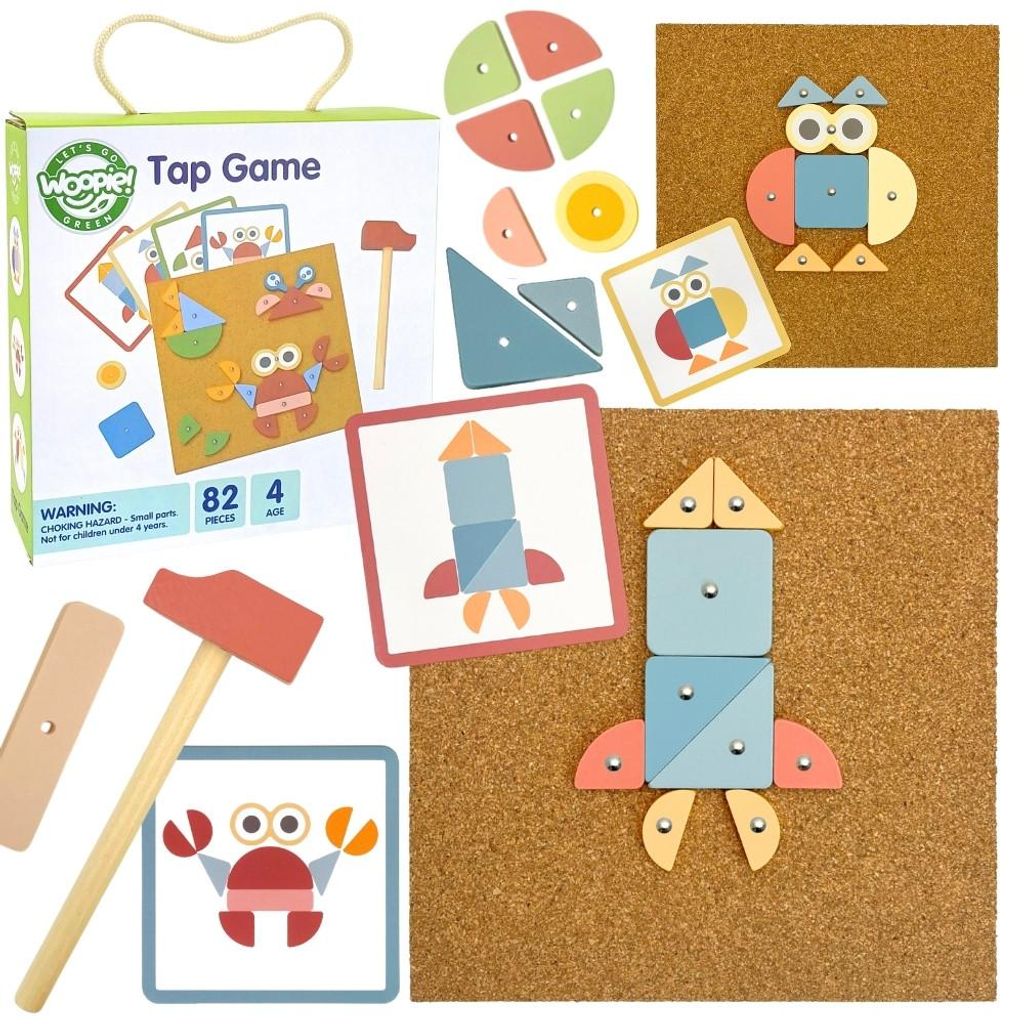 Woopie Green Holz-Nagelhämmer-Puzzle, 20 Motive, 82 Teile