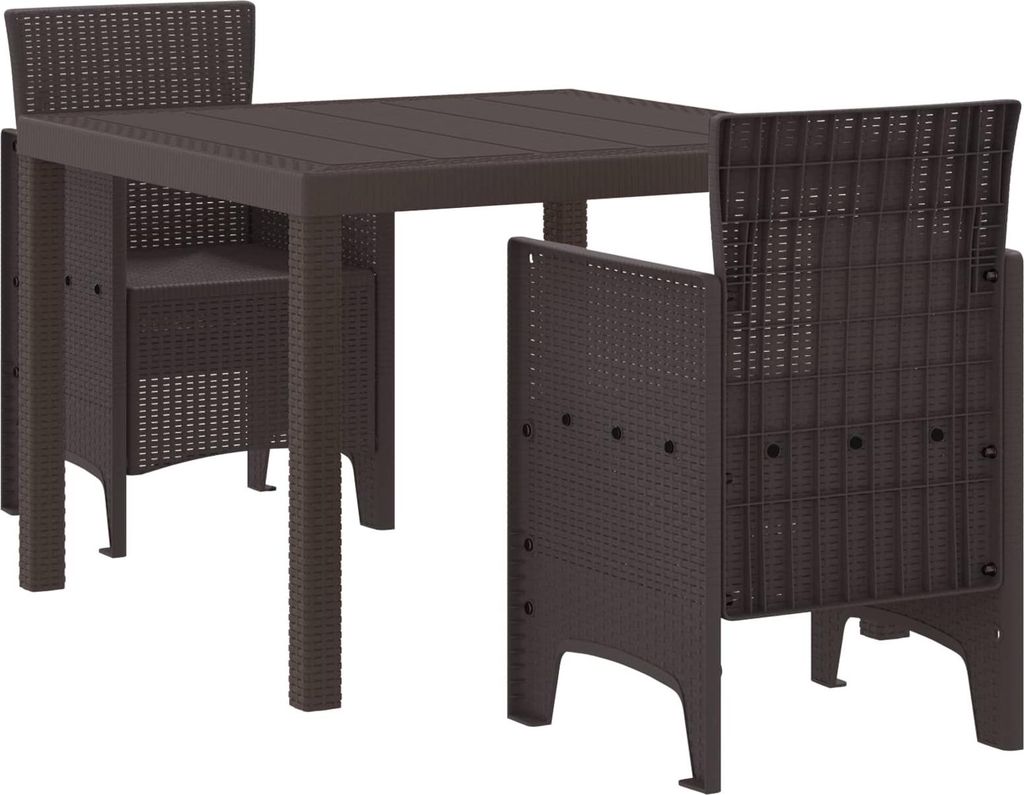 Garten Essgruppe 3 pcs Braun Polypropylen