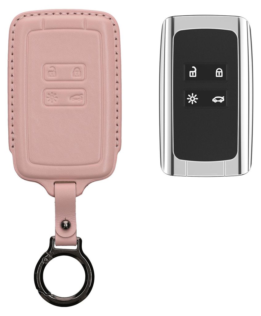 kwmobile Premium Leder Autoschlüssel Schutzhülle kompatibel mit Renault 4-Tasten Smartkey Autoschlüssel (nur Keyless Go) Hülle - Schlüssel Tas...