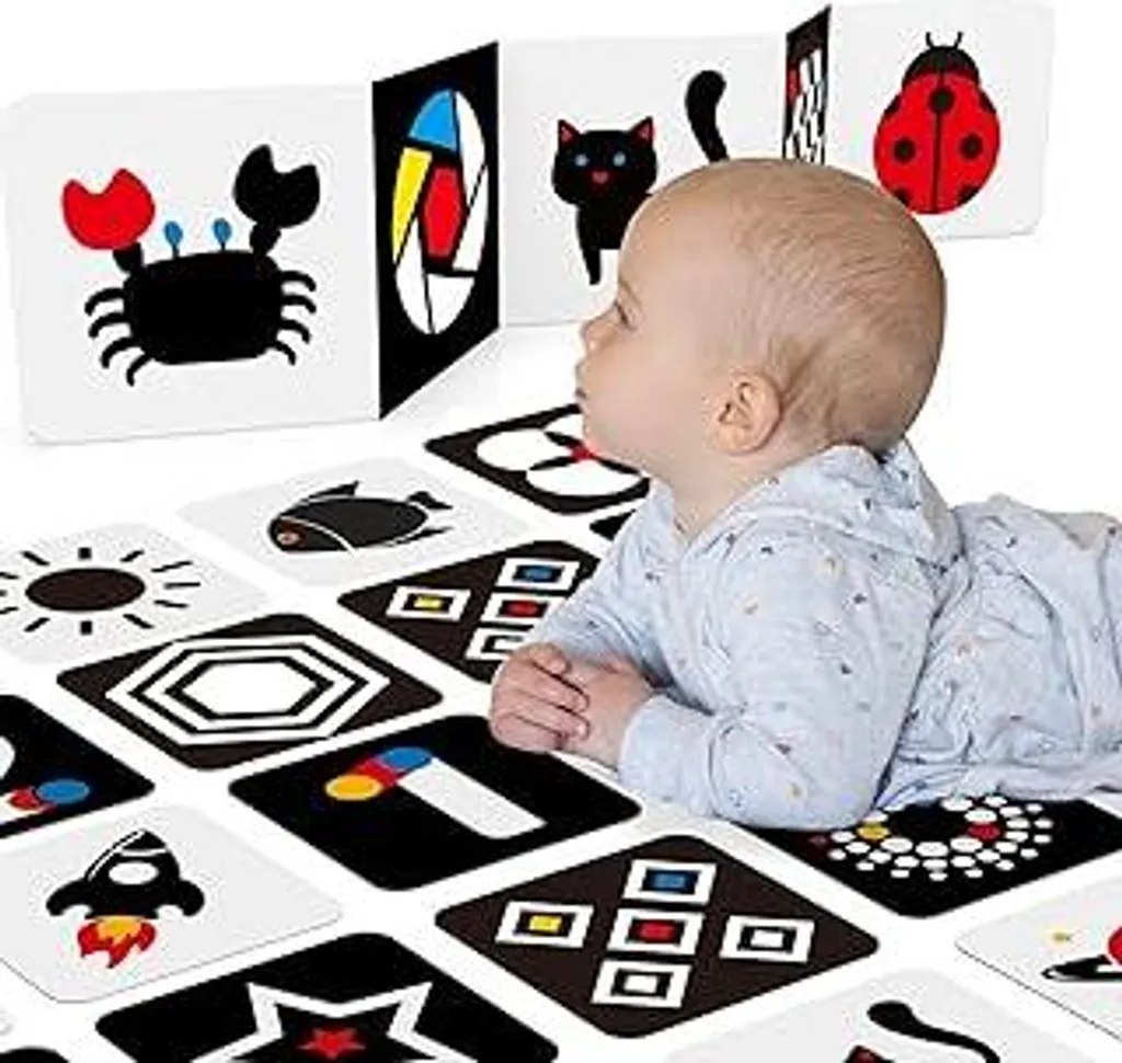 Hahaland Giocattoli Neonati 0-3 Mesi: Carte Montessori Alto Contrasto