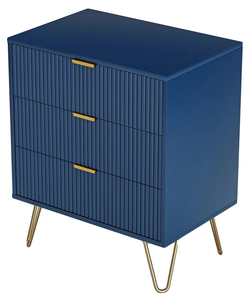 Bahut de salon moderne bleu foncé avec grandes étagères de rangement B