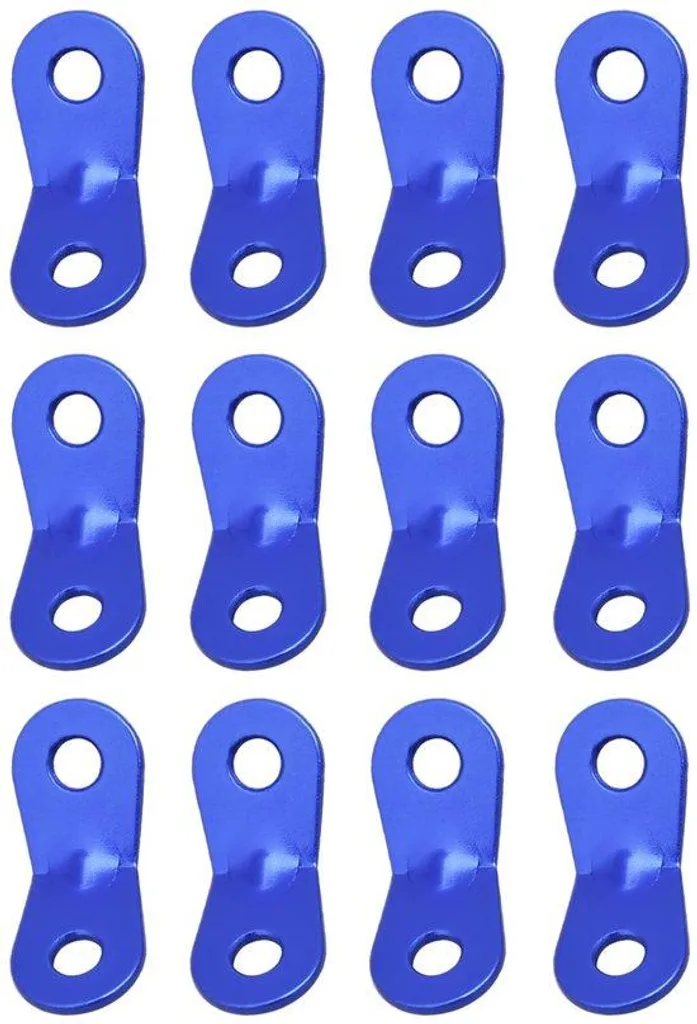 Tendeur corde de tente aluminium 2 crans - Pack de 12 pièces bleues