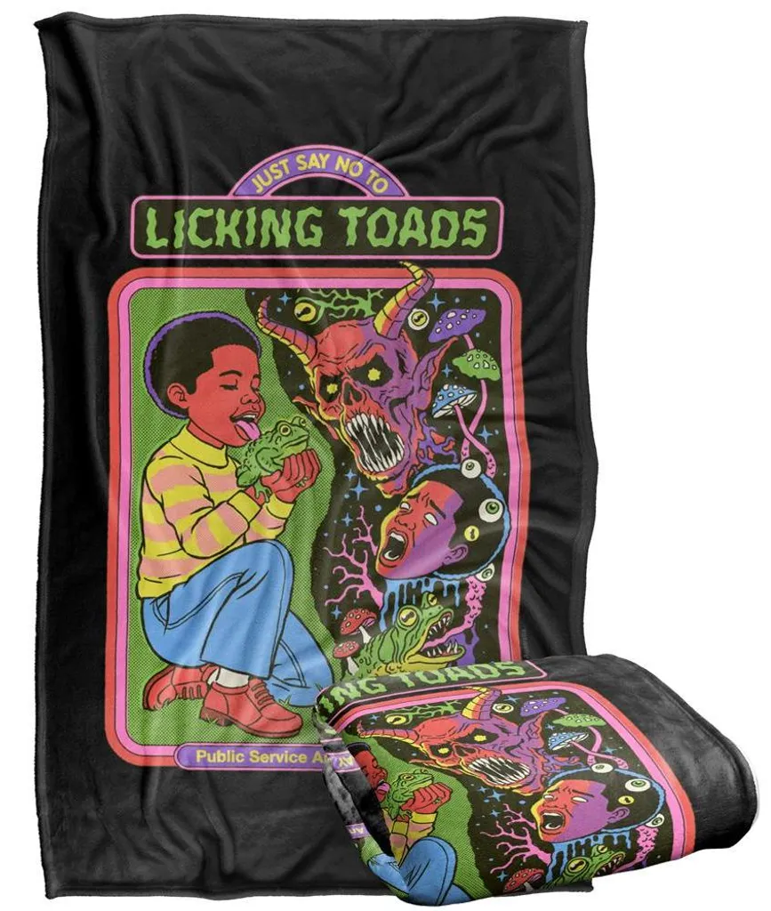 Plaid Doux Multicolore Steven Rhodes Licking Toads pour Canapé et Lit