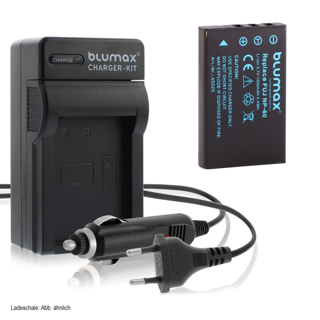 1x Akku + Lader für Fuji NP-60 Fujifilm Finepix F601,  M603 Produktbild 