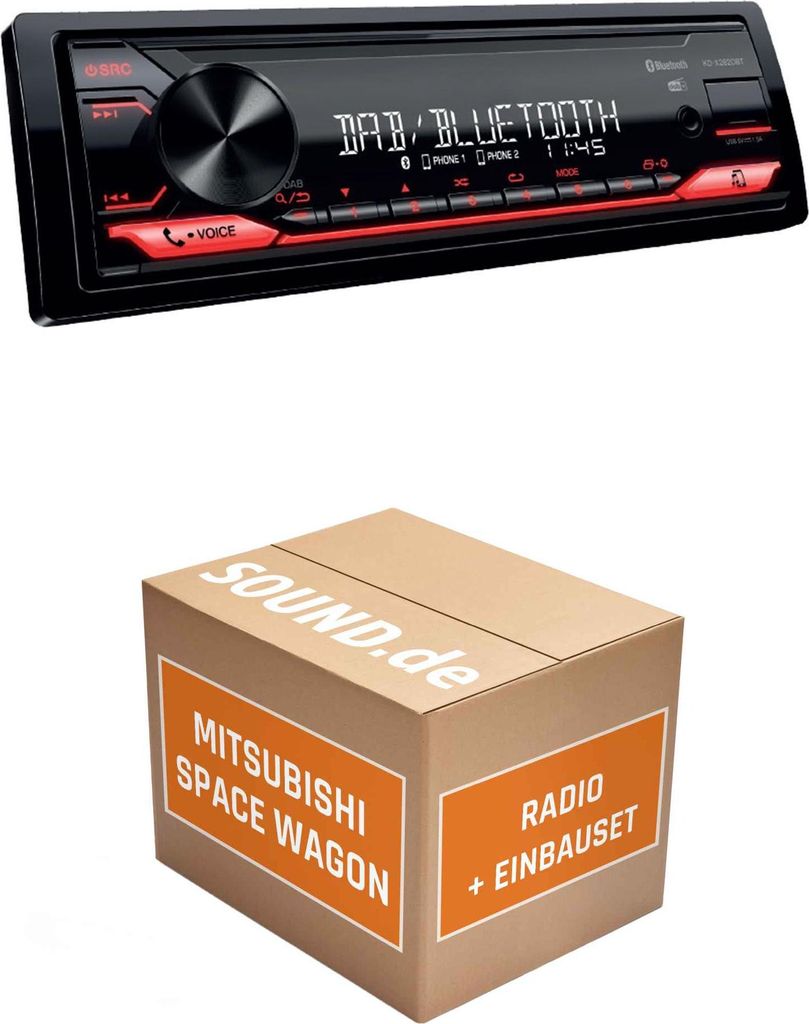 Autoradio Einbaupaket JVC KD-X282DBT passend für Mitsubishi Space Wagon | Bluetooth: Telefonieren & Audiostreaming