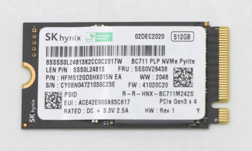 SSD Lenovo 512Go M.2 2242 PCIe 3x4 NVMe haute performance 5SS0V26438