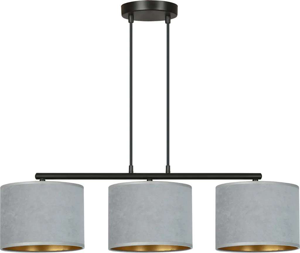 Suspension Plafonnier Design Gris HILDE - Lustre 3 Lumières E27 60W