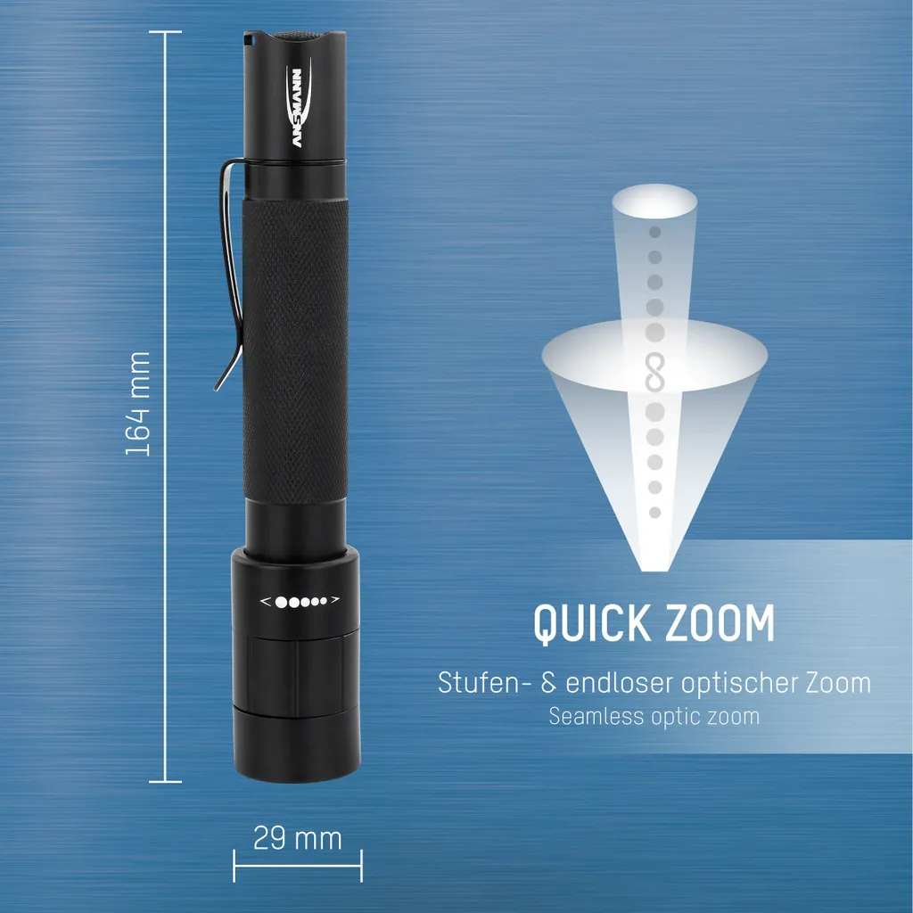 Ansmann M200F Lampe de poche LED Black Hand haute précision éclairage
