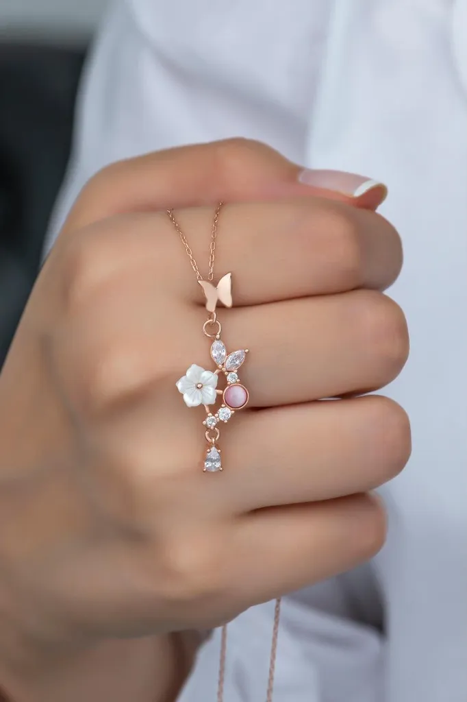 Collier Papillon Magnolia Argent 925 Maille Ajustable Cadeau Féminin