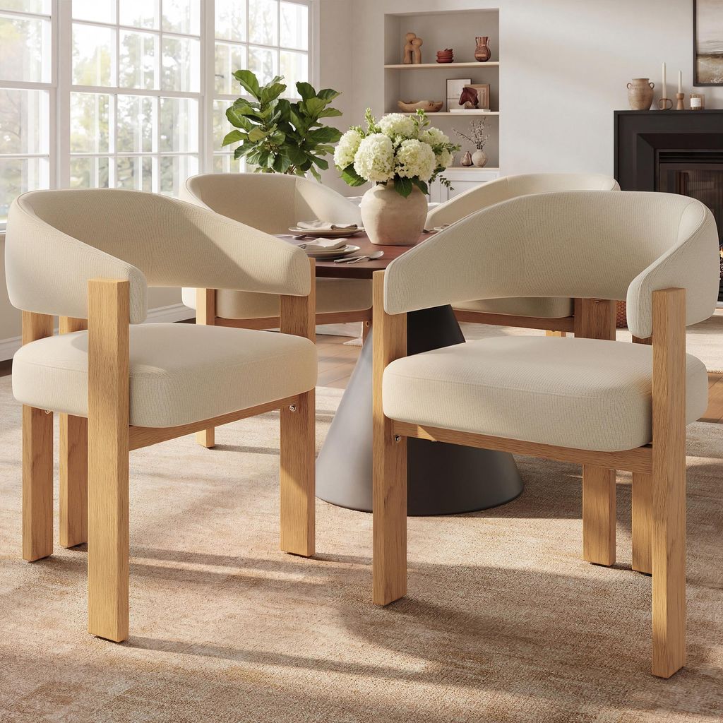 Flieks ergonomische eethoekstoel, set van 4, met dikke Productafbeelding 