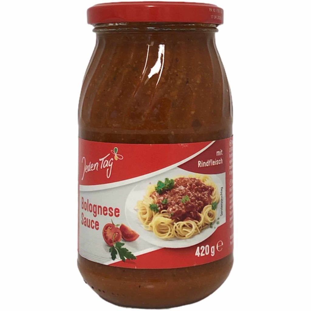 Jeden Tag Bolognese Sauce mit Rindfleisch (420g Glas) + usy Block