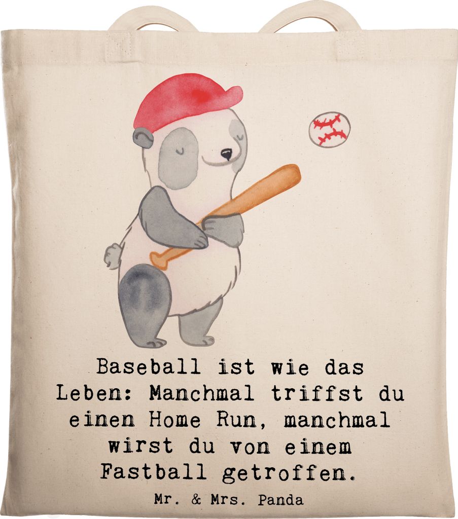 Mr. & Mrs. Panda Beutel Baseball Leben - Transparent - Geschenk, Teamsport, Geschicklichkeit, Tasche, Tragetasche, Shopping, amerikanischer Nationa...