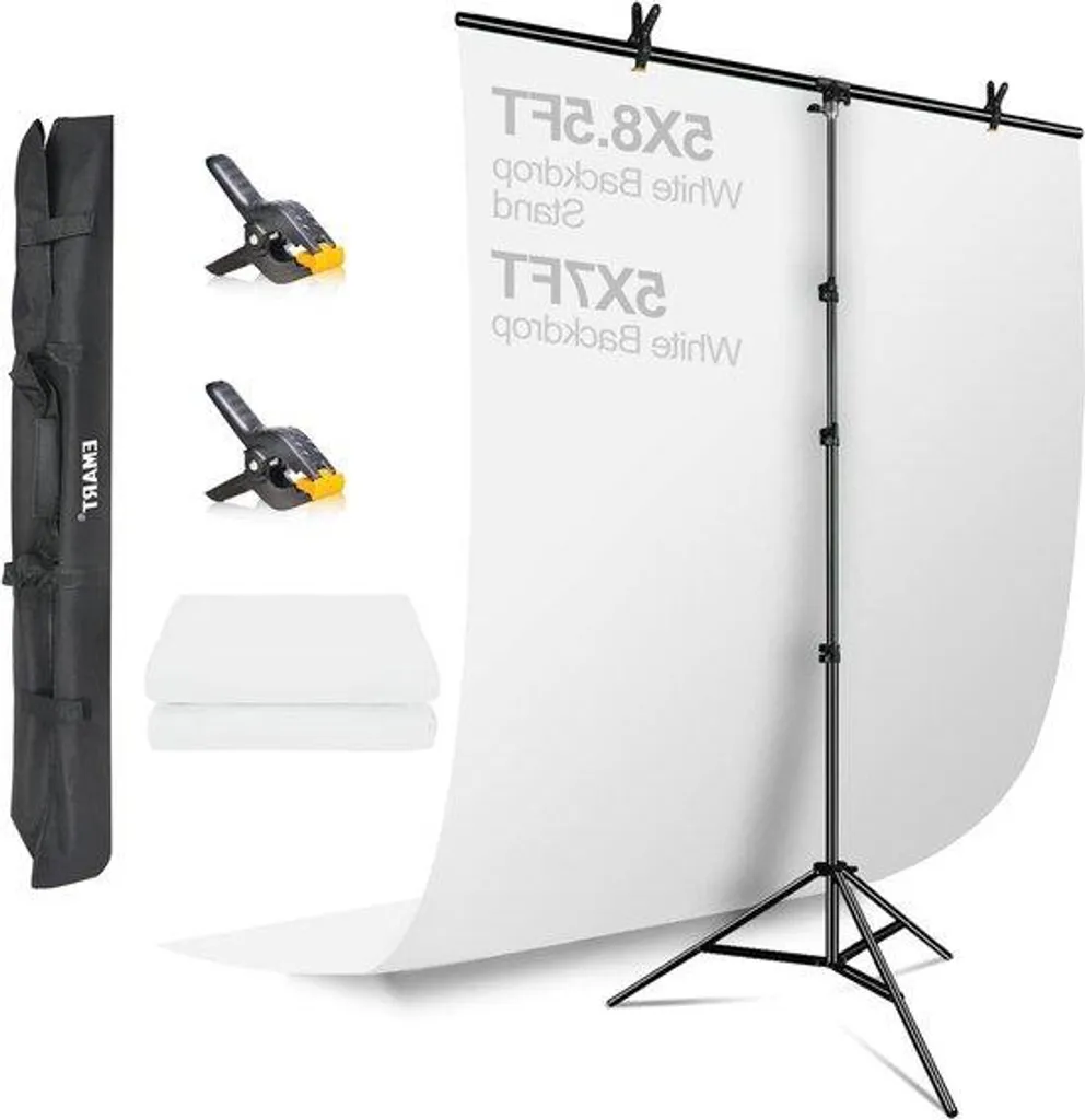 Fond de studio photo blanc 15x20 m avec support en T stable