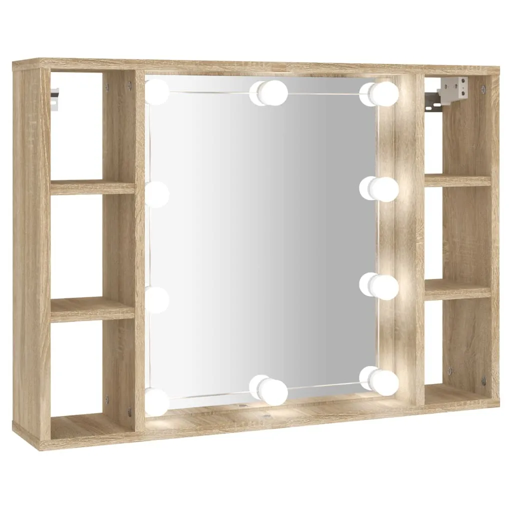 Specchiera con LED rovere Sonoma 76x15x55 cm