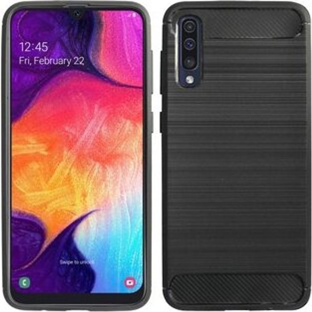cofi1453 Silikon Hülle Carbon kompatibel mit SAMSUNG GALAXY A30s (A307F) TPU Case Soft Handyhülle Cover Schutzhülle Schwarz