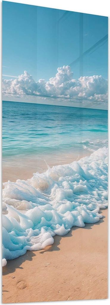 Glasbild 50x125cm in XXL für Wohnzimmer, Schlafzimmer Motiv Strand Surf Wellen