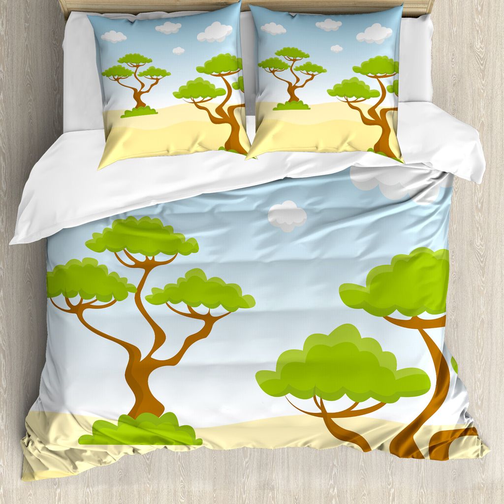 ABAKUHAUS Abstrakt Bettbezug Set für Einzelbetten, Grafische Bäume und Wolken, Milbensicher Allergiker geeignet mit Kissenbezug, 155 cm x 220 cm ...
