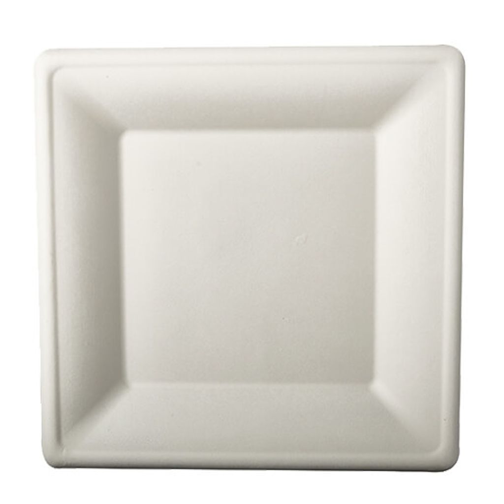 Papstar Zuckerrohr Teller, eckig "pure", 26 x 26 cm weiß, 100 Stück