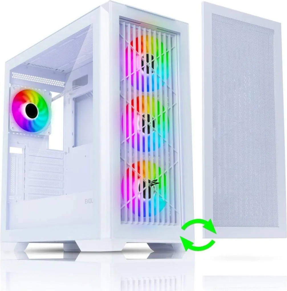 EVOLVEO Ptero Q2W+ Case Gaming ATX - 4 Ventole ARGB e Airflow Totale - 8