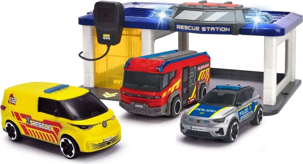 Station SOS Dickie Toys interactive avec sons, lumières et 3 véhicules